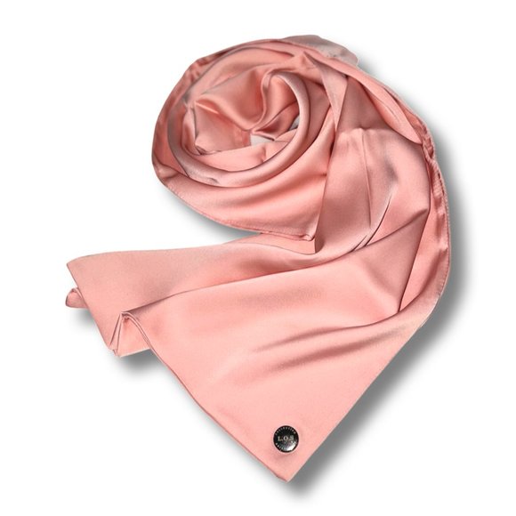 SILK SQUARE SCARF Peach - Picture 4 of 5
